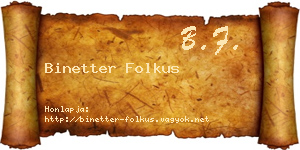 Binetter Folkus névjegykártya